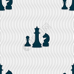 国际象棋游戏图标标志 具有几何纹理的无缝模式 韦克托战略界面棋盘战术玩家控制典当用户女王智力图片