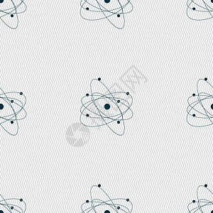 物理原子大爆炸图标标志 具有几何纹理的无缝模式 韦克托电子力量技术化学活力粒子按钮科学星星黑色图片
