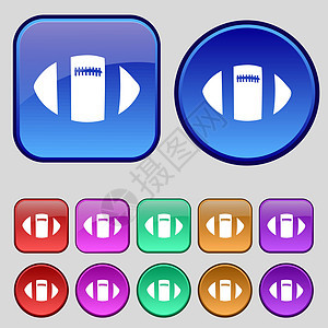 橄榄球球图标标志 一套十二个复古按钮为您的设计 韦克托图片