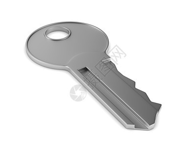 白色背景上的孤立密钥 3D 图像房子封锁保障金属房地产隐私秘密合金闩锁安全图片