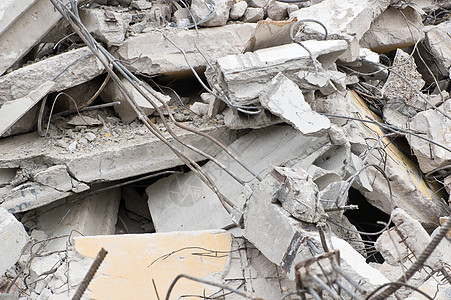 混凝土建筑废墟安装破坏金属碎片瓦砾水泥工业石头矿渣垃圾图片