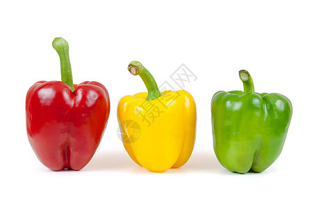 白色背景的三种彩色胡椒食物饮食红色烹饪营养辣椒健康团体香料绿色图片