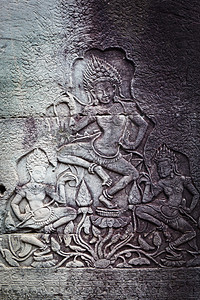 柬埔寨的巴斯救济外观石材宗教地方宽慰社会史雕刻艺术砂岩浮雕图片
