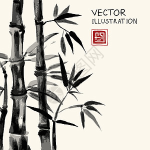 竹子传统制片人背景绘画文化墙纸水彩艺术品艺术植物书法墨水边界图片