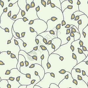 叶矢量模式 无缝涂鸦花花束组织植物群织物杂草装饰设计植物面料插图图片