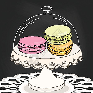 五颜六色的涂鸦蛋白杏仁饼干在盘子上 素描蛋白杏仁饼干图片