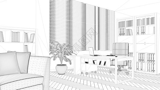 线框图的透视 3D 渲染原理图财产房地产矩阵插图计算机绘画框架线条建筑学背景图片