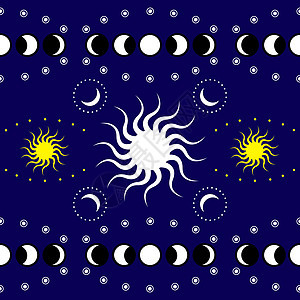 神圣的几何学 太阳和月亮 无缝背景宇宙圆圈科学塔罗牌术士天文学世界射线月相轨道图片