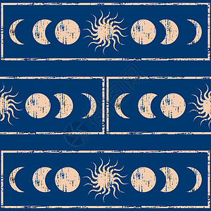 神圣的几何学 太阳和月亮 无缝背景月相宇宙射线术士八字魔法世界塔罗牌轨道圆圈图片