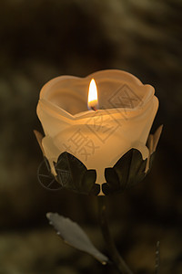 单一蜡烛石材玫瑰火焰金子烛台白色图片