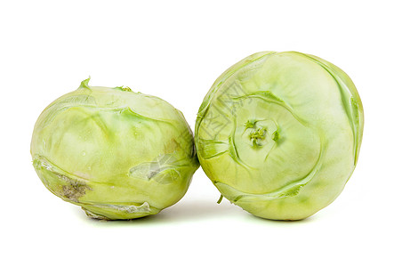 白色背景的Kohlrabi栽培农场美食收成花园维生素烹饪芸苔蔬菜地面图片