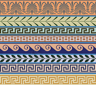 古希腊设计横幅建筑学插图古董装饰风格线条装饰品背景图片