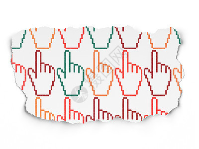 营销概念 撕纸背景上的鼠标光标图标图片
