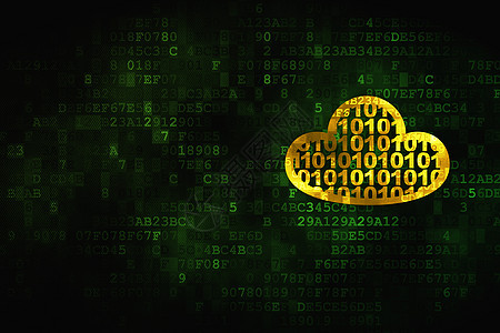 云计算概念云与数字背景上的代码网络技术蓝色黄色数据计算网站屏幕互联网解决方案图片