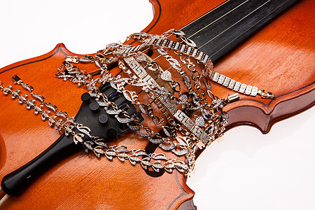 金色宝盘和维罗林金子宝石音乐手镯奢华细绳小提琴图片