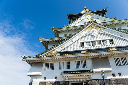 蓝天大阪城堡文化历史性历史观光天空花园地标遗产复制品月亮图片