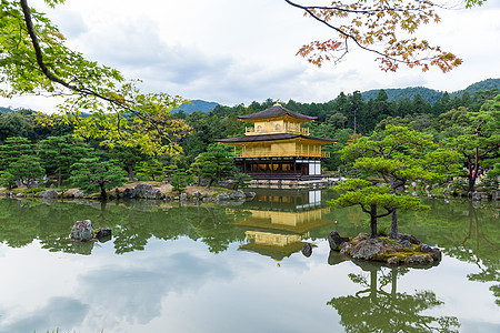 日本京都Kinkakuji寺庙金子将军公园地标旅行足利池塘建筑学佛教徒旅游图片