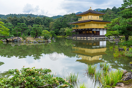 京都日本金宝馆九角寺花园地标池塘旅游游客建筑学反射旅行崇拜建筑图片