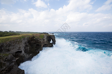 冲绳曼扎角码头地质学土地地标波浪海洋岩石珊瑚太阳半岛图片