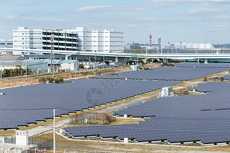 城市太阳能电池板发电厂太阳力量电缆工程城市景观工厂网络控制板图片