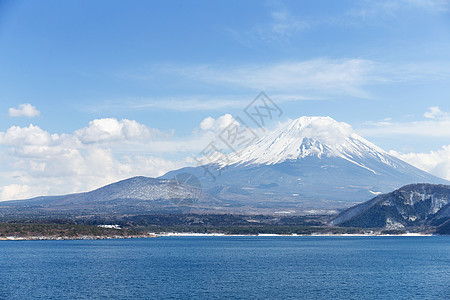 富士山与日本Motosu湖图片