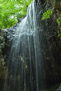森林中的瀑布花园林地公园风景环境反射岩石石头天堂森林图片