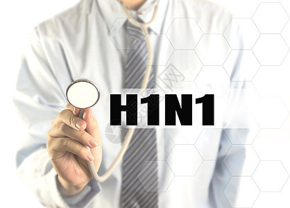 使用 H1N1 字的模糊医生听诊器图片