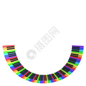 彩虹色的钢琴键盘娱乐合成器黑色音乐白色彩虹插图乐器艺术圆圈图片