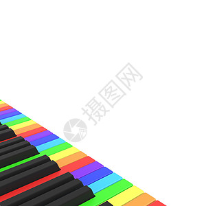 彩虹色的钢琴键盘伽马钥匙乐器彩虹艺术娱乐合成器黑色白色音乐图片