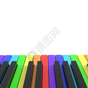 彩虹色的钢琴键盘娱乐伽马音乐插图钥匙彩虹黑色乐器艺术白色图片