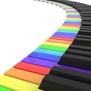 彩虹色的钢琴键盘娱乐钥匙乐器伽马艺术彩虹音乐插图黑色合成器图片