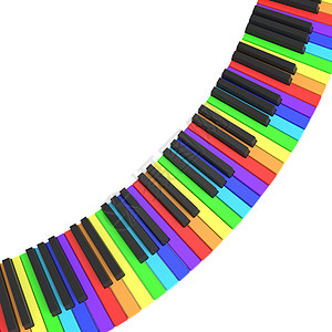 彩虹色的钢琴键盘艺术白色伽马彩虹音乐黑色合成器钥匙娱乐插图图片