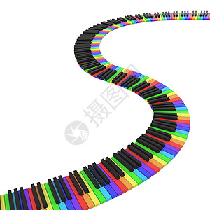 彩虹色的钢琴键盘插图黑色伽马音乐合成器艺术乐器白色彩虹钥匙图片