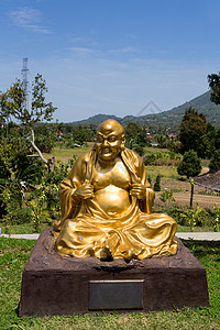 复杂的帕果达埃卡亚纳的肥和尚雕像历史性寺庙火山旅行男人地标神社宝塔宗教蓝色图片