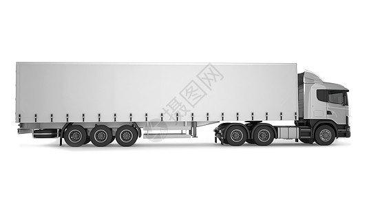 白色背景的大型运货卡车引擎土地驾驶旅行小样车辆货车交通货物物流图片