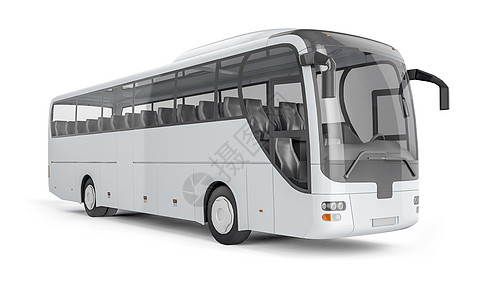 以白色背景 3D 插图模拟公交车乘客教练货运玻璃货物运输游客旅游卡车汽车图片