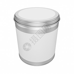 铁盖的锡罐 装饰小样金属插图产品盒子圆柱包装圆形商业灰色背景图片