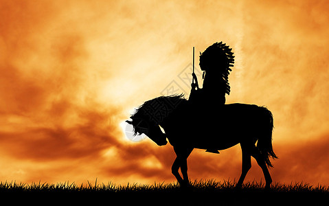 土著美洲印第安人骑马帐篷男人皮肤装饰品原住民鬃毛插图荒野羽毛文化图片