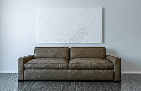 空帆布和沙发模型  3D 说明阴影装饰木地板小样风格工作嘲笑绘画油画地面背景图片