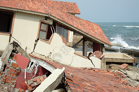 侵蚀 气候变化 破碎建筑 越南海安构造海滩平面世界酒店全世界环境餐厅海浪风险图片