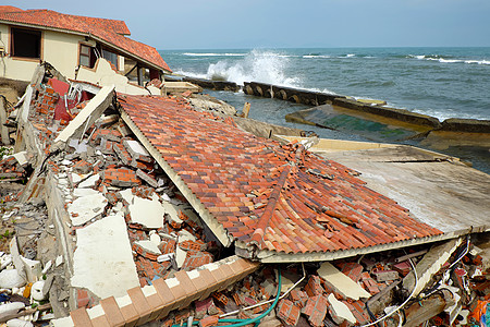 侵蚀 气候变化 破碎建筑 越南海安餐厅风险构造世界酒店环境全世界海浪场景平面图片