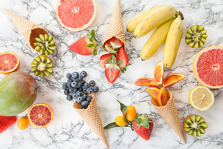 冰淇淋和新鲜水果异国大理石营养果味血橙味道橙子食物柚子浆果图片