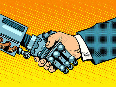 机器人和人的握手 新技术的进化图片