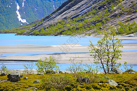 挪威风貌冰川公园蓝色岩石图片