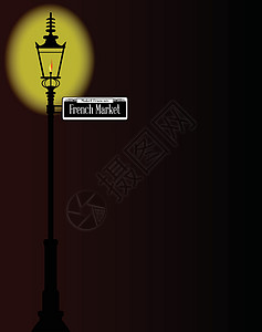 带灯的法式市场标志邮政旅游街道气体城市狂欢节艺术插图旅行绘画图片