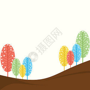 五颜六色的树森林背景vecto植物生态生长创意蓝色季节环境设计艺术插图背景图片