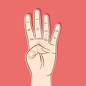 4个手指举起或数数数概念设计图片