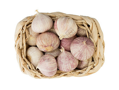 与世隔绝的原大蒜小紫色香料灯泡美食篮子蔬菜宏观味道草本植物烹饪图片