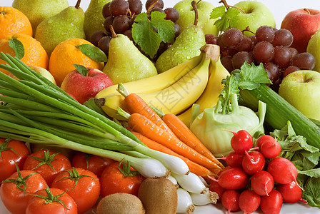 新鲜蔬菜和水果的杂类水果商黄瓜杂货饮食营养奇异果购物橘子香蕉食品图片