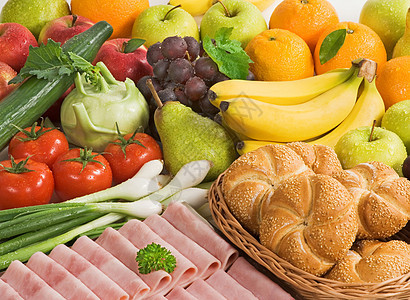 健康食品杂货黄瓜营养水果购物香蕉静物面包蔬菜馒头图片